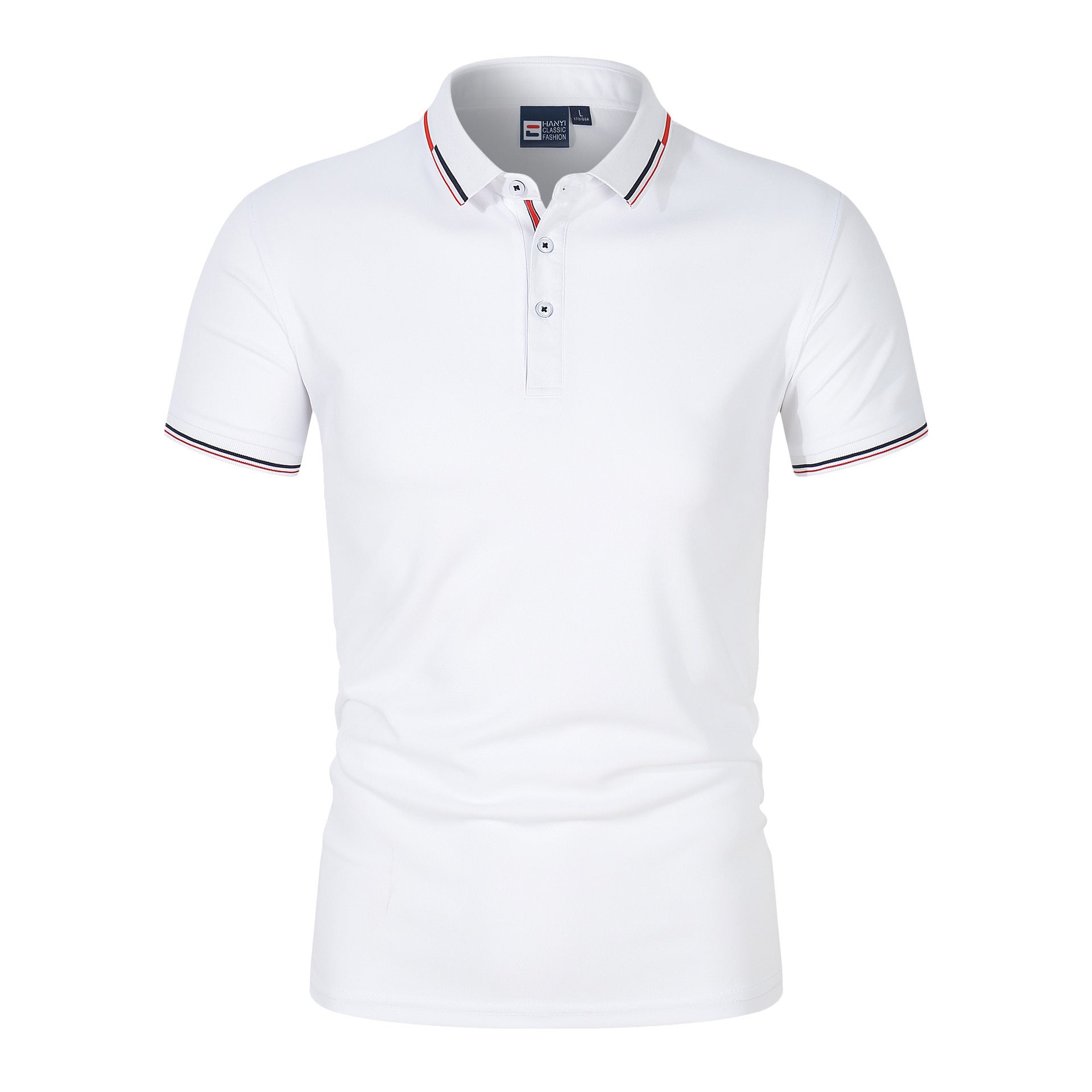 Solid-color Mens Polo Shirt With A Stand-up Collar And Short Sleeves