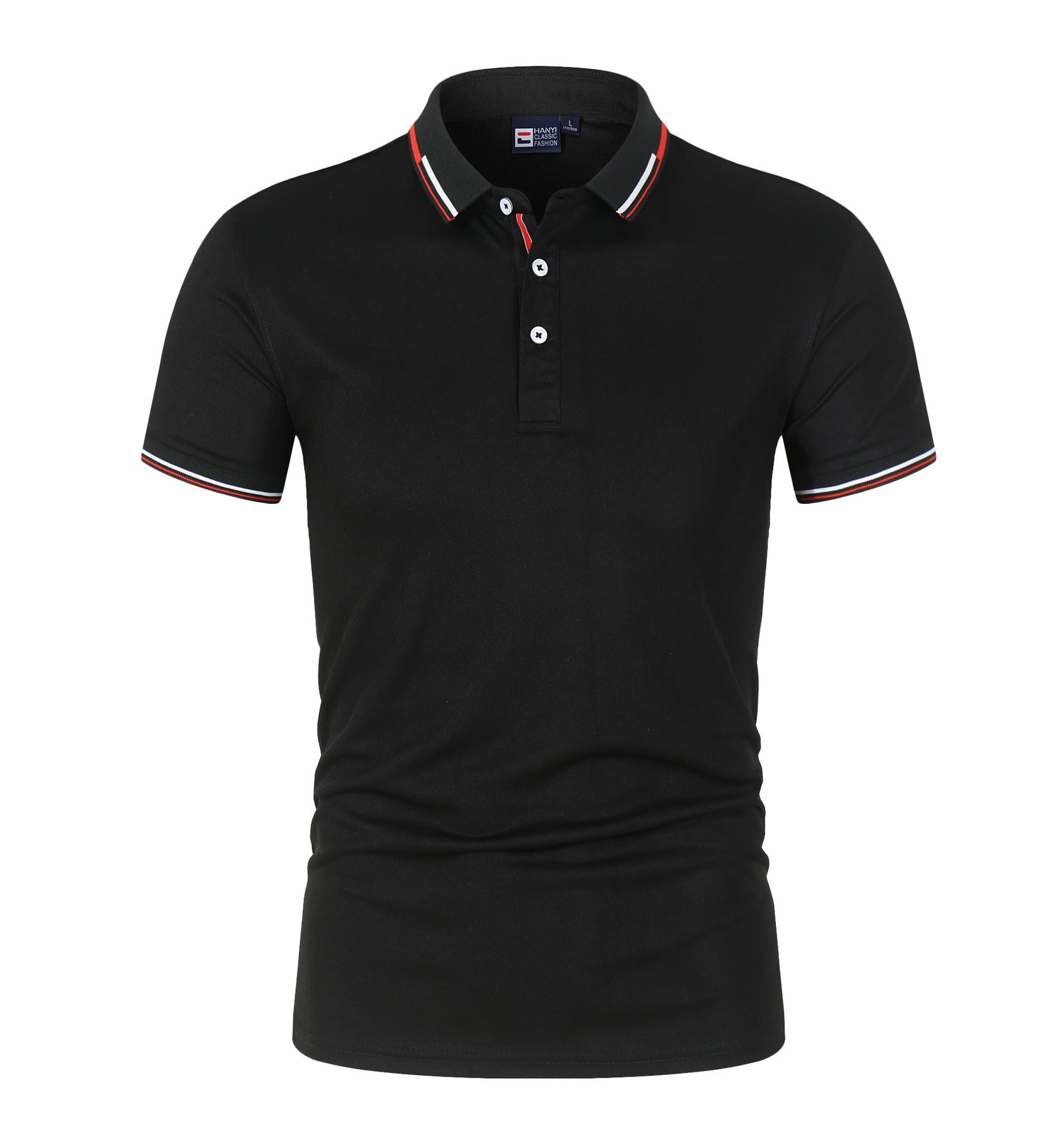 Solid-color Mens Polo Shirt With A Stand-up Collar And Short Sleeves