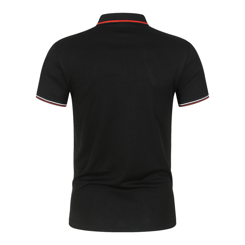 Solid-color Mens Polo Shirt With A Stand-up Collar And Short Sleeves