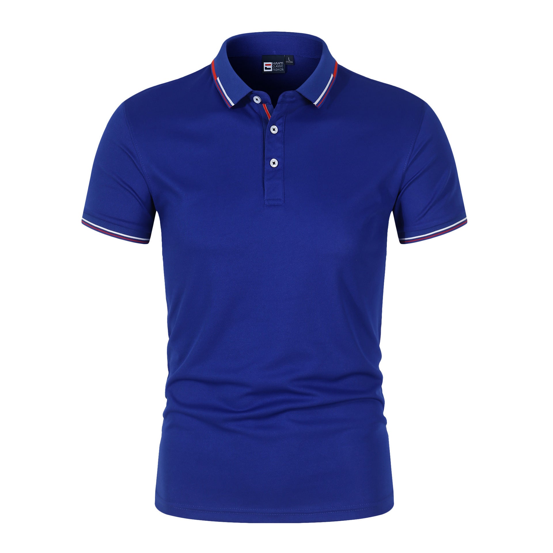 Solid-color Mens Polo Shirt With A Stand-up Collar And Short Sleeves