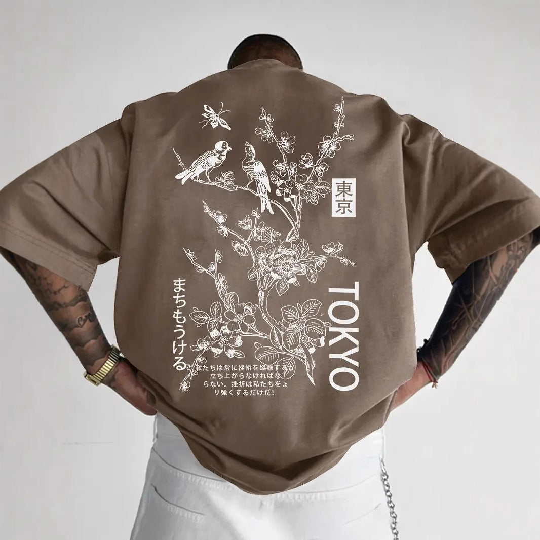 Retro Loose-fit Short-sleeve Printed T-shirt