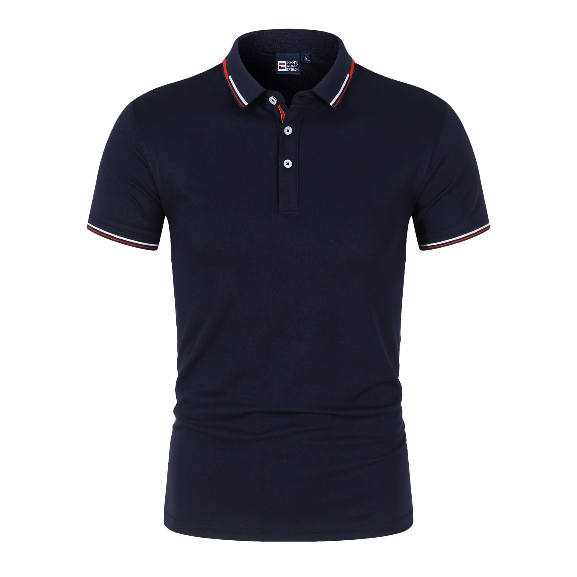 Solid-color Mens Polo Shirt With A Stand-up Collar And Short Sleeves